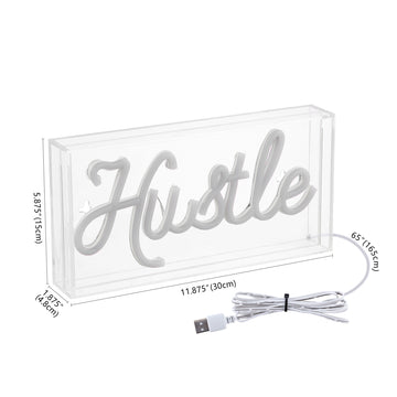 Hustle Contemporary Glam Acrylic Box USB Operated LED Neon Light - JONATHAN Y